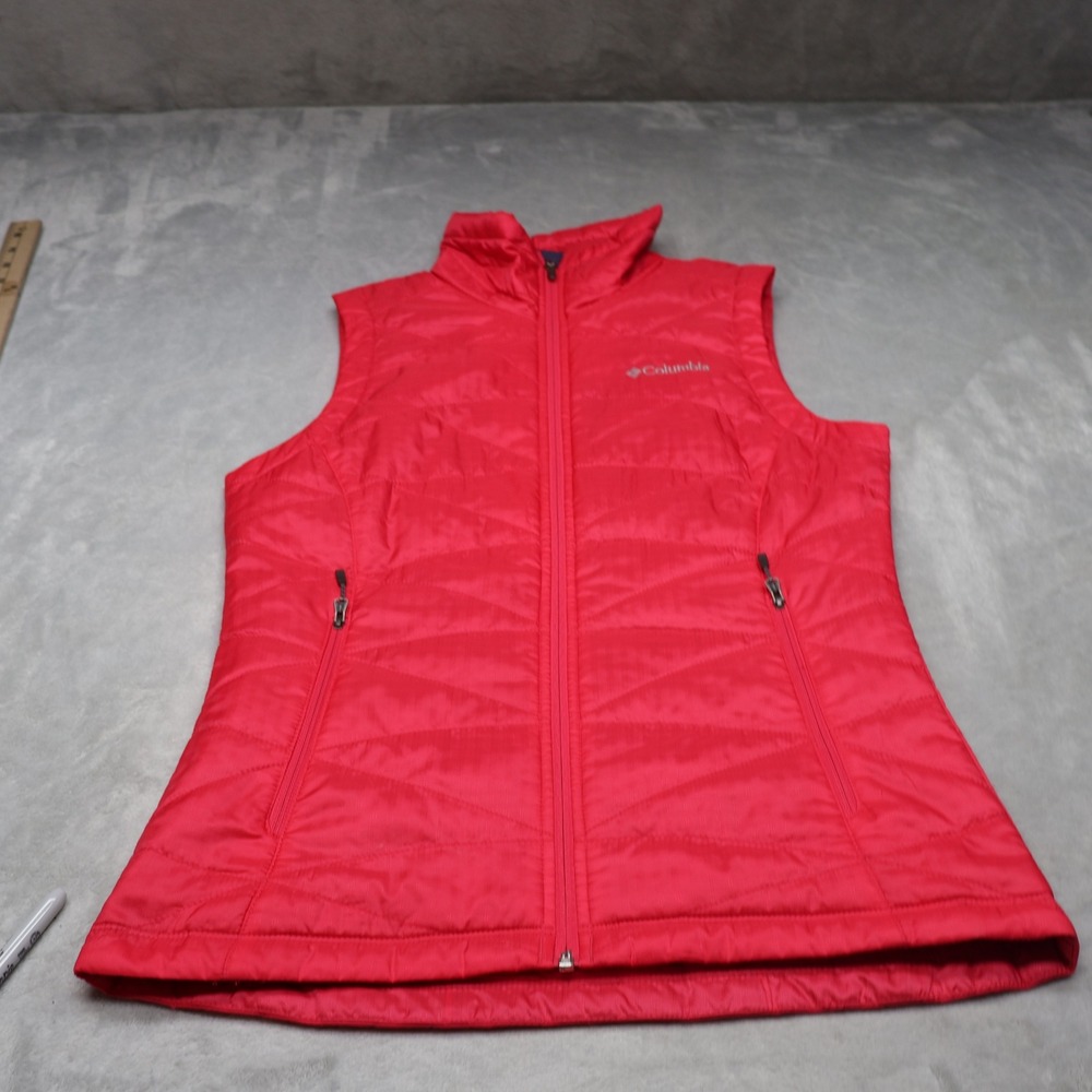Columbia Vest Women Small Red Mighty Lite Iii Quilted Omni-Heat Light Insulated